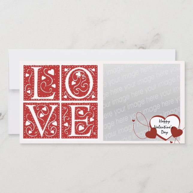 Vintage Stencil Valentine Love Letters Custom Holiday Card (Front)