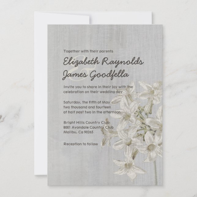 Vintage Stephanotis Wedding Invitations (Front)