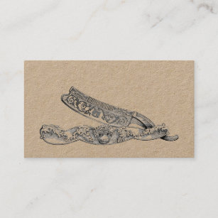 Vintage Sterling Razor / Premium Extra Thick Business Card
