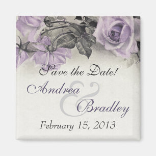 Vintage Sterling Silver Purple Rose Wedding Magnet