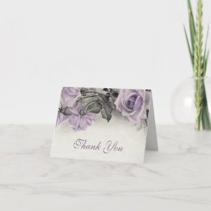 Vintage Sterling Silver Rose Wedding Thank You Card