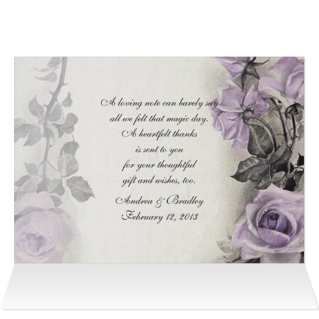 Vintage Sterling Silver Rose Wedding Thank You Card