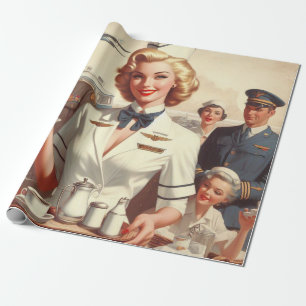 Vintage steward pin up wrapping paper