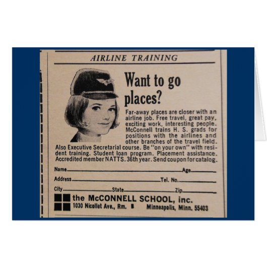 Vintage Stewardess Advertisement Cards (Front Horizontal)