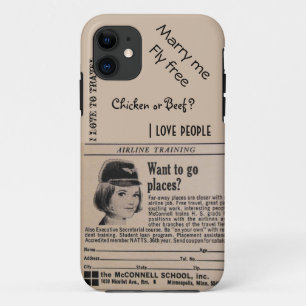Vintage Stewardess Airline Flight Attendant iPhone 11 Case