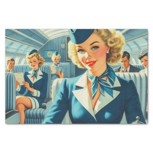 Vintage Stewardess Illustration Tissue Paper