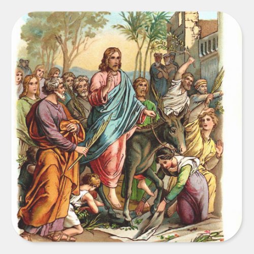 Vintage Sticker_Jesus Enters Jerusalem Square Sticker