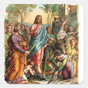 Vintage Sticker-Jesus Enters Jerusalem Square Sticker
