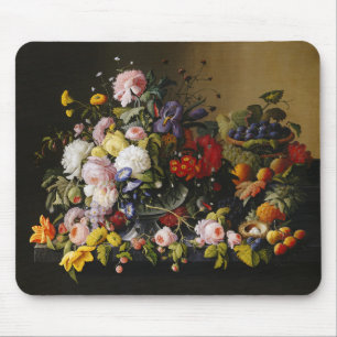 Vintage Still Life Flowers and Fruits Mouse Pad