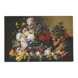 Vintage Still Life Flowers and Fruits Placemat