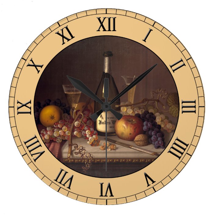 Vintage Still Life Painting Round Clock Zazzle Com