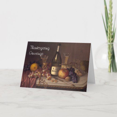 Vintage Still Life Painting Thanksgiving Greetings Holiday Card