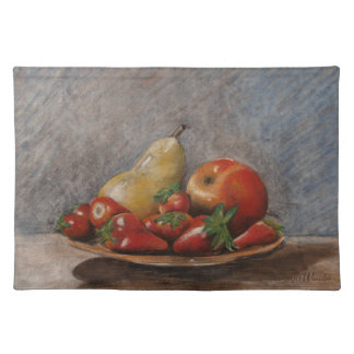 Vintage Still Life-Strawberries Fruits country Cloth Placemat