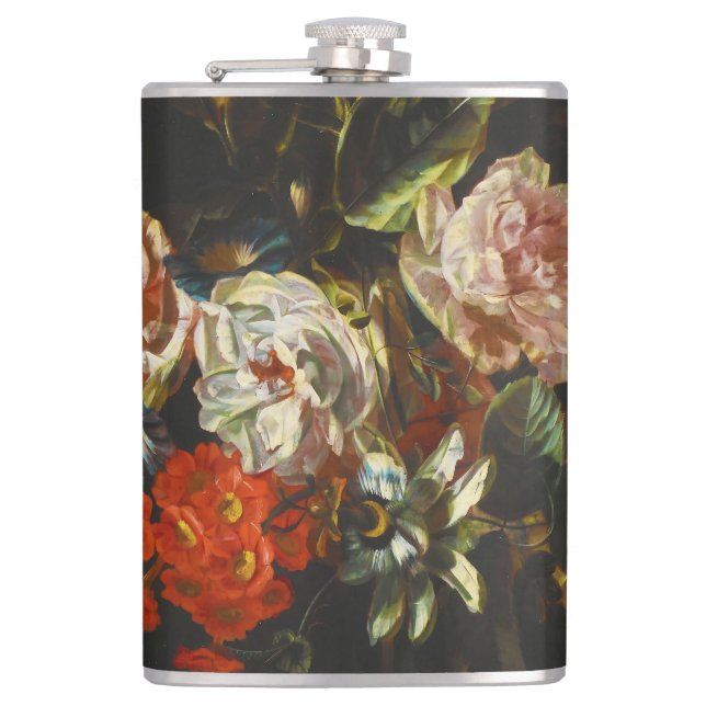Vintage Still Life with Flowers Flask (Front)