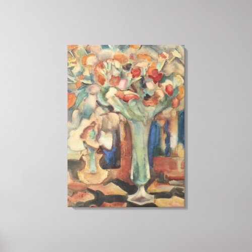 Vintage Still Life with Flowers in a Glass Vase Canvas Print