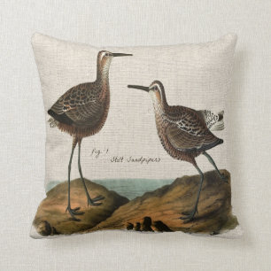 Vintage Stilt Sandpipers Throw Pillow