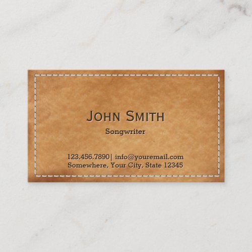 Vintage Stitched Leather Songwriter Business Card