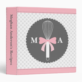 Vintage Stitched Whisk in Pink Recipe Binder