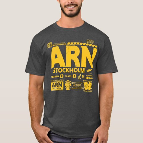 Vintage Stockholm ARN Airport Code Travel Day Retr T_Shirt