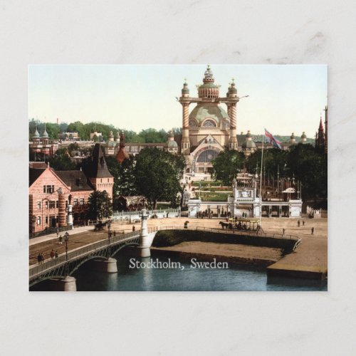 Vintage Stockholm Sweden cityscape photo Postcard