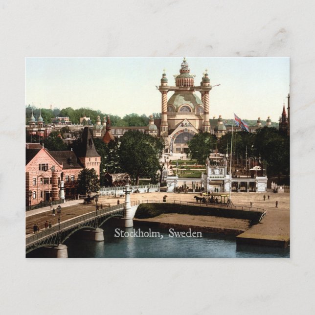 Vintage Stockholm, Sweden cityscape photo, Postcard (Front)