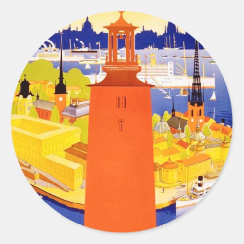 Vintage Stockholm Sweden Classic Round Sticker