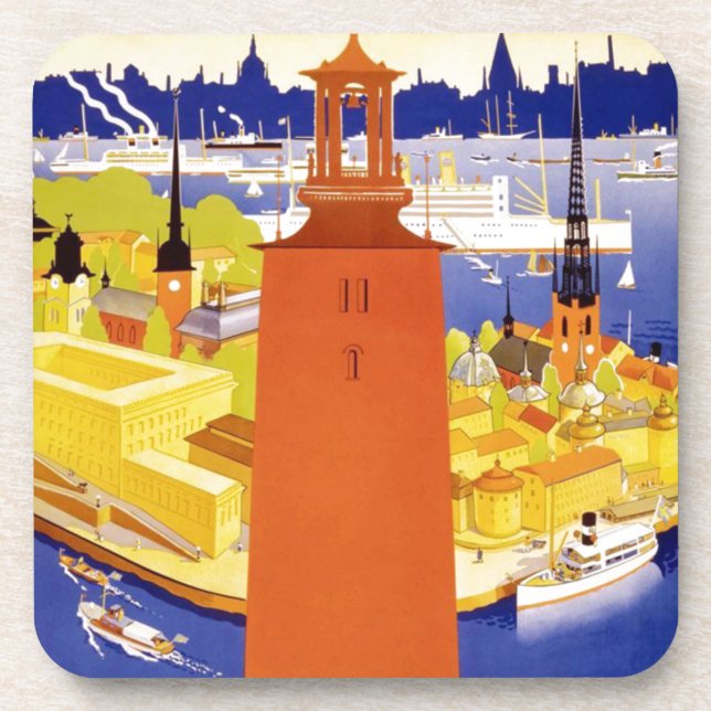 Vintage Stockholm Sweden Drink Coaster (Front)