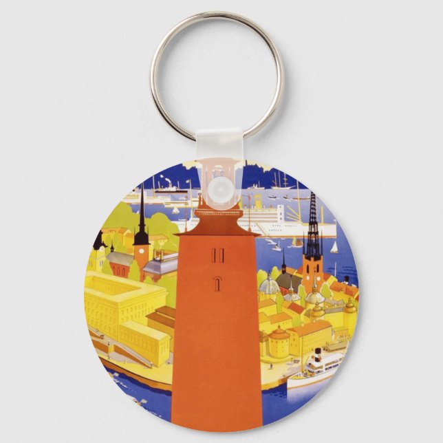 Vintage Stockholm Sweden Keychain (Front)