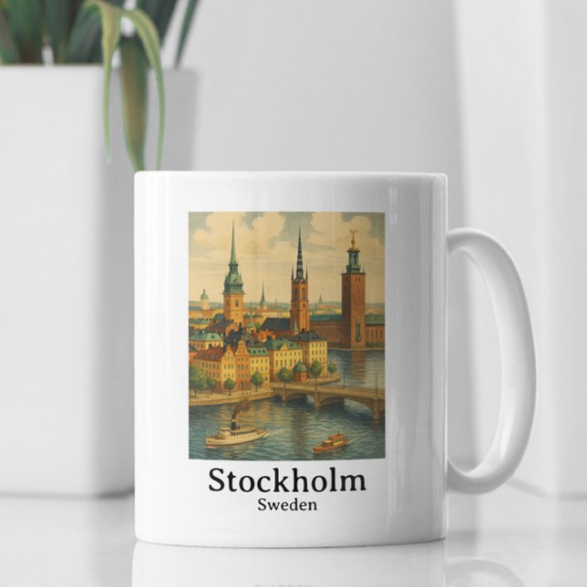 Vintage Stockholm Sweden Nordic Travel  Coffee Mug (Vintage Stockholm Sweden Nordic Travel Coffee Mug)