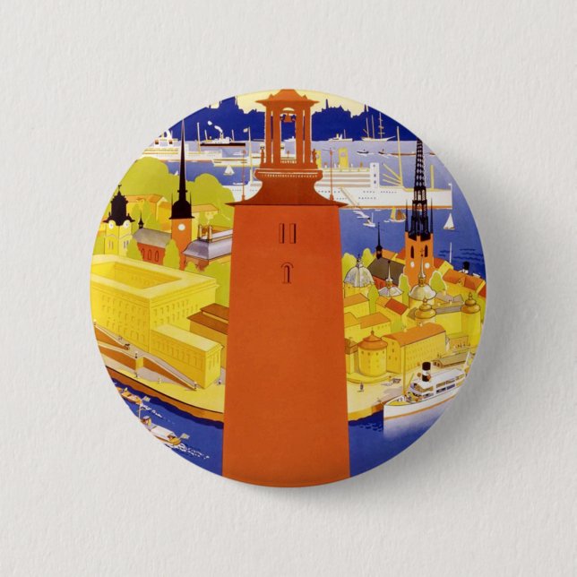 Vintage Stockholm Sweden Pinback Button (Front)
