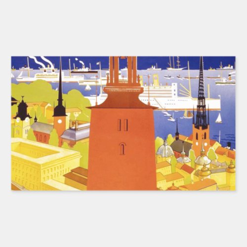 Vintage Stockholm Sweden Rectangular Sticker
