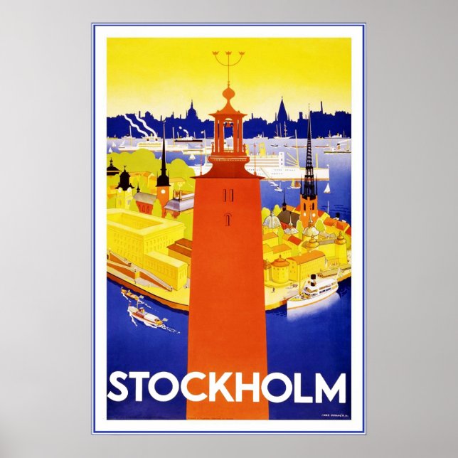 Vintage Stockholm Travel Poster (Front)