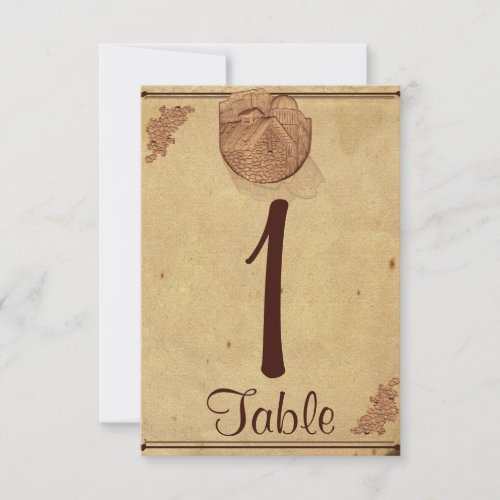 Vintage Stone Barn Posh Wedding Table Number Invite