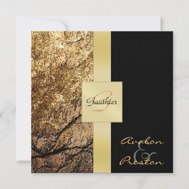 Vintage Stone Monogram Formal Wedding Invitation (Front)