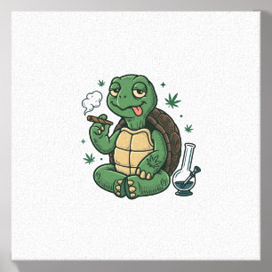 Vintage Stoner Turtle Vector Shirt Design_1 Canvas Photo Tile