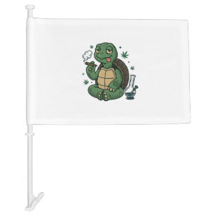 Vintage Stoner Turtle Vector Shirt Design_1 Car Flag