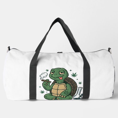 Vintage Stoner Turtle Vector Shirt Design_1 Duffle Bag