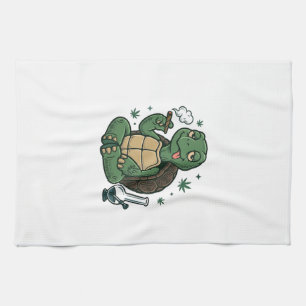 Vintage Stoner Turtle Vector Shirt Design_1 Kitchen Towel