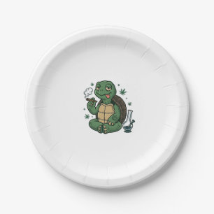 Vintage Stoner Turtle Vector Shirt Design_1 Paper Plates
