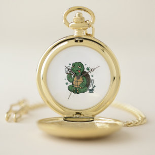 Vintage Stoner Turtle Vector Shirt Design_1 Pocket Watch
