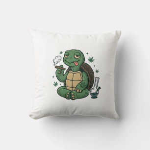 Vintage Stoner Turtle Vector Shirt Design_1 Throw Pillow