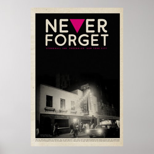 Vintage Stonewall Inn Never Forget Poster