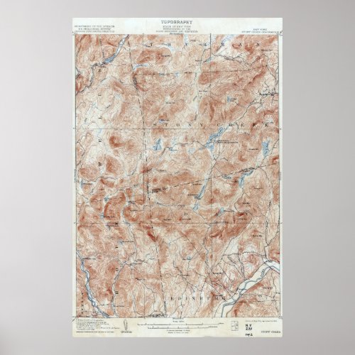 Vintage Stony Creek New York Topographical Map Poster