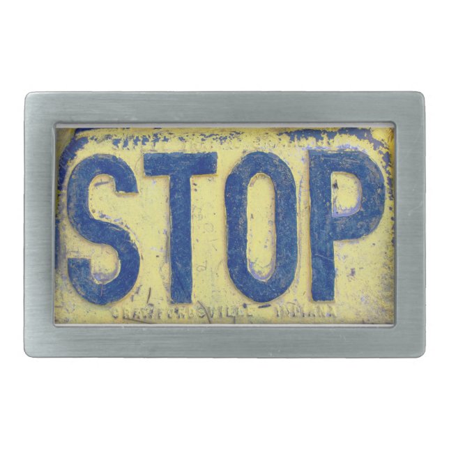 Vintage Stop Sign Belt Buckle (Front)
