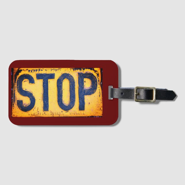 Vintage STOP Sign Luggage Tag (Front Horizontal)