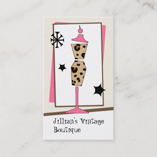 Customizable Vintage Store / Boutique - Leopard Pink Dress Form Business Card Templates