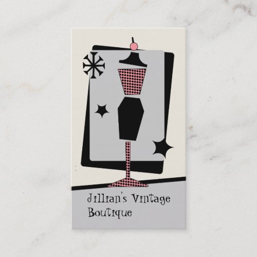 Vintage Store  Boutique _ Pink  Black Dress Form Business Card
