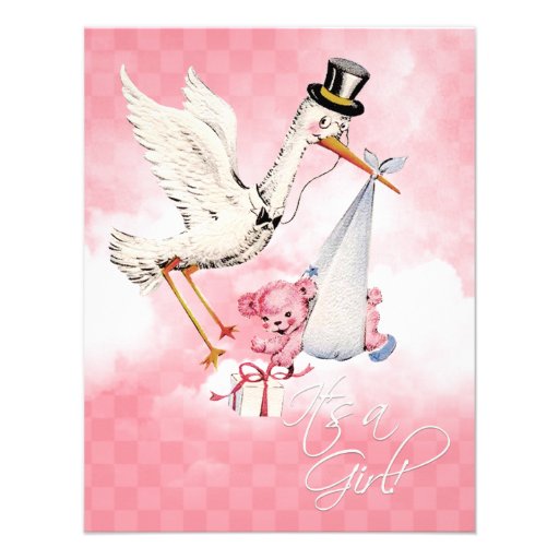 Vintage Stork Baby Shower Invitations 3