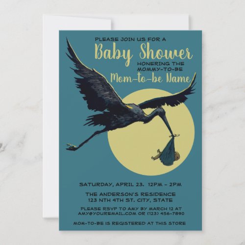 Vintage Stork Baby Shower Template