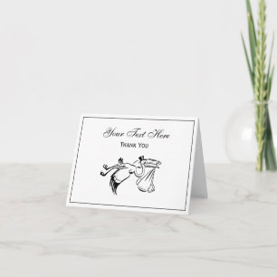 Vintage Stork Delivering a Baby #1 Letterpress Thank You Card